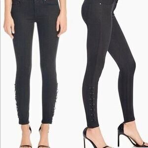 Blank NYC Black Lace Up Ankle Intro Skinny Jeans